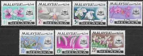 1965-68 Malacca Malaysia flowers 7v. MNH SG n. 61/67