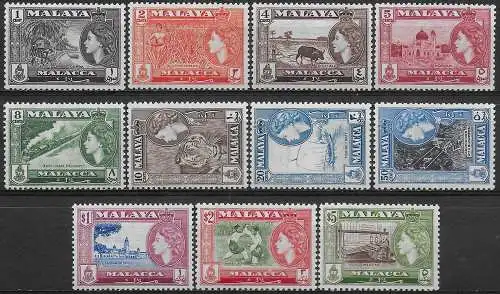 1957 Malacca Elizabeth II 11v. MNH SG n. 39/49