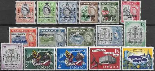 1962-63 Jamaica Independence 16v. MNH SG n. 181/96