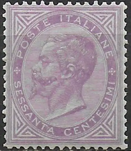 1863-65 Italia VE II 60c. lilla scuro bc Torino MNH Sassone n. T21a