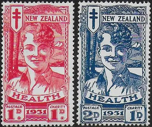 1931 New Zealand Health Smiling boy 2v. MLH SG n. 546/47
