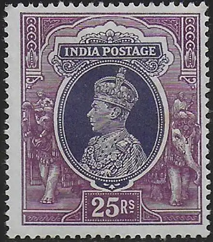 1937 India George VI 25r. slate-violet and purple MNH SG n. 264