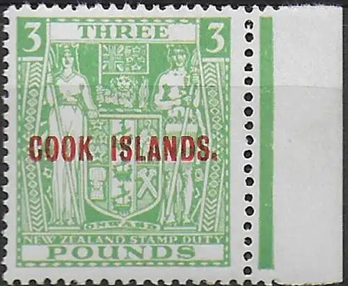 1932 Cook £3 green overprinted bf MNH SG n. 98a