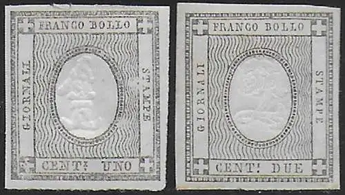 1861 Italia Sardegna Stampati 2v. MNH Sassone n. 19/20