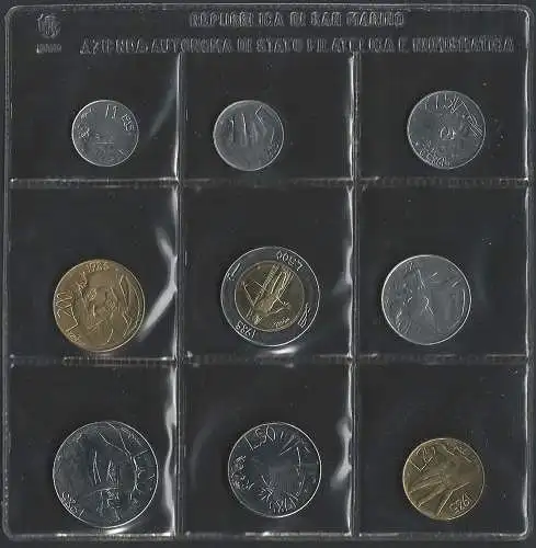 1985 San Marino serie divisionale della Zecca 9 monete FDC
