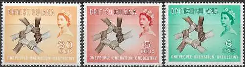 1961 British Guiana Culture Week 3v. MNH SG n. 346/48