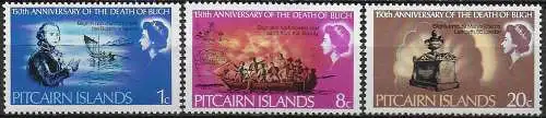 1967 Pitcairn Islands Bligh and HMS Bounty 3v. MNH SG n. 82/84