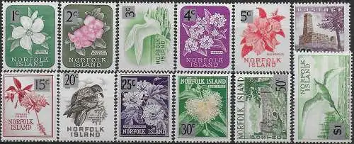 1966 Norfolk Island ovpr. new currency 12v. MNH SG n. 60/71