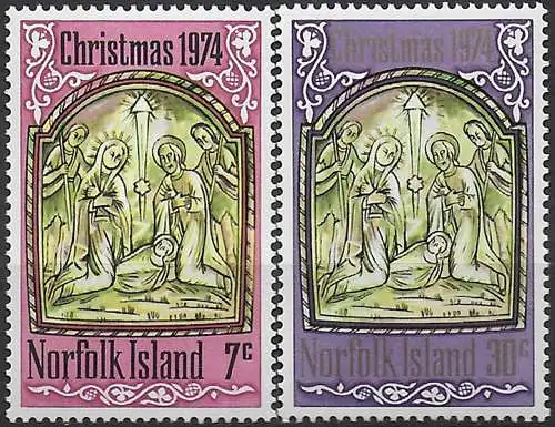 1974 Norfolk Island Christmas 2v. MNH SG n. 156/57