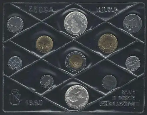 1990 Italia divisionale Zecca Tiziano 11 monete FDC-BU