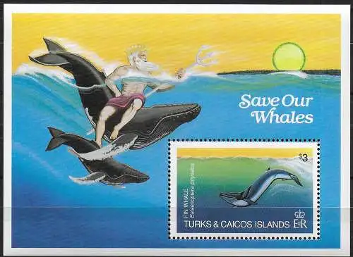 1983 Turks and Caicos Whales MS MNH SG n. 753