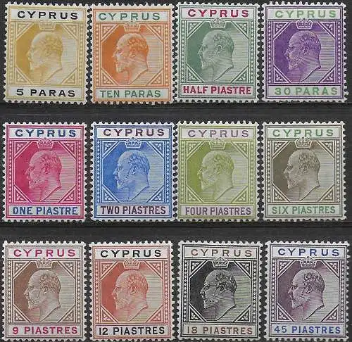 1904-10 Cyprus Edward VII 15v. MH SG n. 60/71