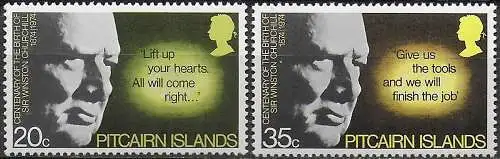 1974 Pitcairn Islands Winston Churchill 2v. MNH SG n. 155/56