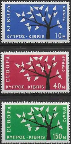 1963 Cyprus Europa Tree 3v. MNH SG n. 224/26