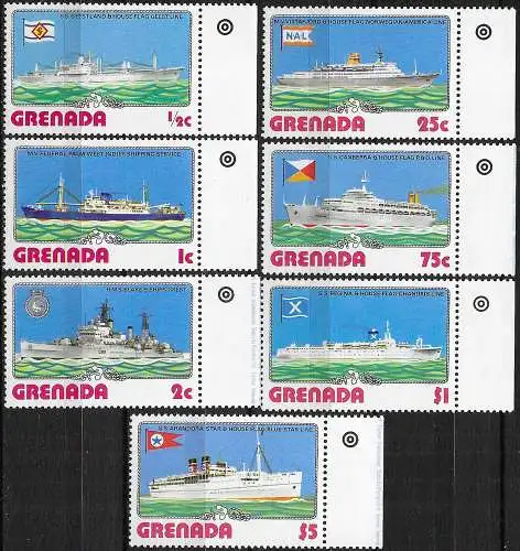 1976 Grenada Ships 7v. MNH SG n. 833/39