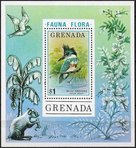 1976 Grenada Belted Kingfisher bird 1MS MNH SG n. 768