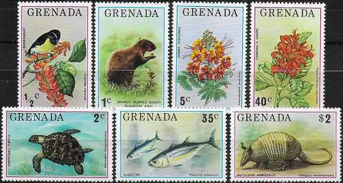 1976 Grenada Flora and Fauna 7v. MNH SG n. 761/67