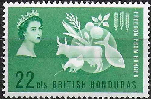 1963 British Honduras Freedom from Hunger 1v. MNH SG n. 214