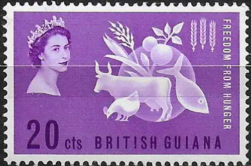 1963 British Guiana Freedom from Hunger 1v. MNH SG n. 349