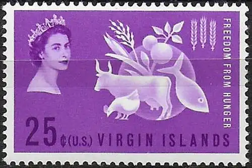1963 British Virgin Freedom from Hunger 1v. MNH SG n. 174