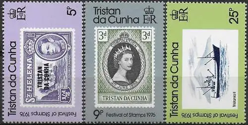 1976 Tristan da Cunha festival of stamps 3v. MNH SG n. 204/06