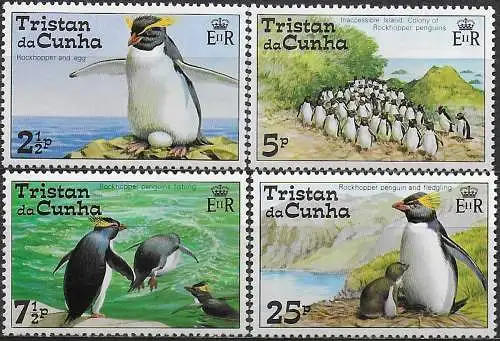 1974 Tristan da Cunha rockhopper penguins 4v. MNH SG n. 188/91