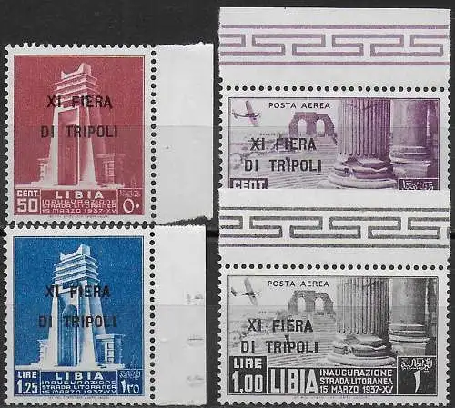 1937 Libia XI Tripoli's Exhibition bc MNH Sassone n. 142/43+A