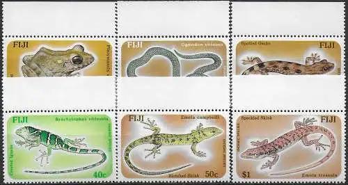 1986 Fiji reptiles and amphibians 6v. MNH S.G. n. 741/46