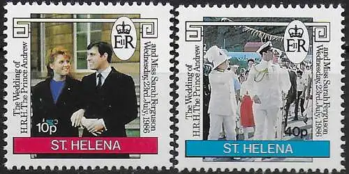 1986 St Helena royal wedding 2v. MNH S.G. n. 486/87