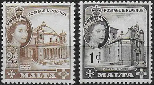 1963-64 Malta Nos. 268+270 W w12 2v. MNH SG n. 314/15