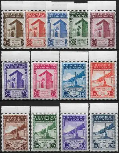 1943 San Marino XX Fasci 13v. bf NE MNH Sassone n. 240/52