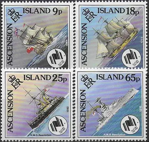 1988 Ascension ships of the Royal Navy 4v. MNH SG n. 461/64