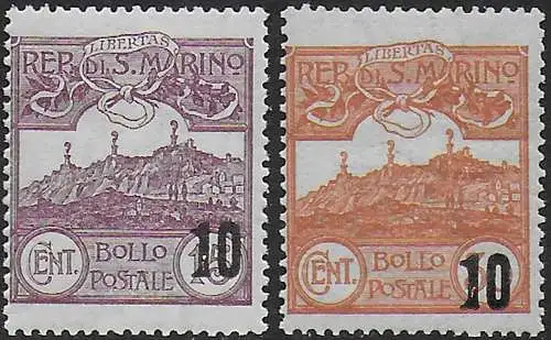 1941 San Marino new value 2v. MNH Sassone n. 213/14