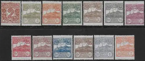 1921-23 San Marino digit and view 13v. MNH Sassone n. 69/81