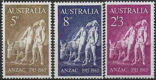 1965 Australia Gallipoli landing 3v. MNH SG n. 373/75