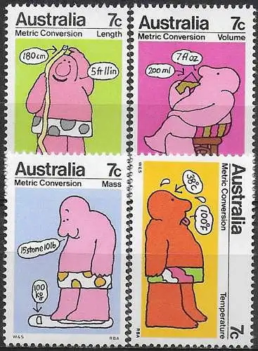 1973 Australia metric conversion 4v. MNH Michel n. 513/16