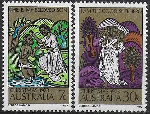 1973 Australia Christmas 2v. MNH S.G. n. 554/55