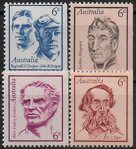 1970 Australia famous australians 3rd series 4v. MNH Michel n. 457d/60d