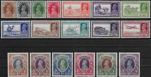 1937-40 India George VI 18v. MNH SG n. 247/64