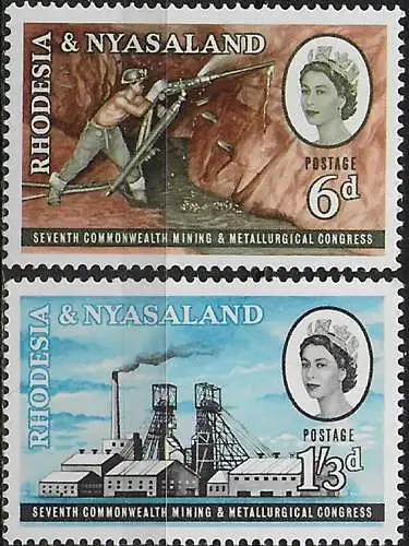 1961 Rhodesia and Nyasaland Mining Congress 2v. MNH SG n. 38/39