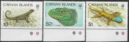 1987 Cayman Islands lizards 3v. MNH SG. n. 656/58