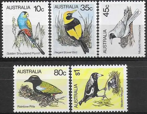 1980 Australia birds 5v. MNH Michel n. 715/19