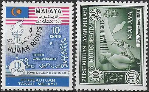 1958 Malayan Federation Human Rights 2v. MNH SG n. 10/11