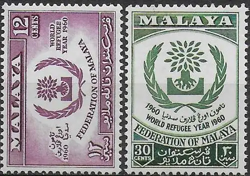 1960 Malayan Federation Refugee Year 2v. MNH SG n. 15/16