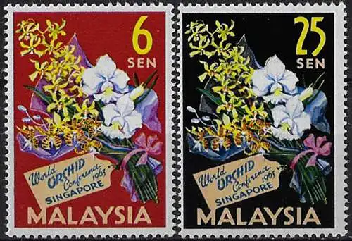 1963 Malaysia Bouquet of Orchids 2v. MNH SG n. 4/5