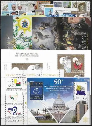 2020 Vaticano complete year 20v.+6MS+1 booklet MNH