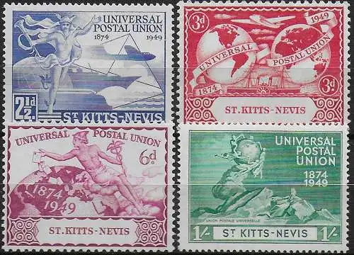 1949 St Kitts Nevis UPU 75th Anniversary 4v. MNH SG n. 82/85