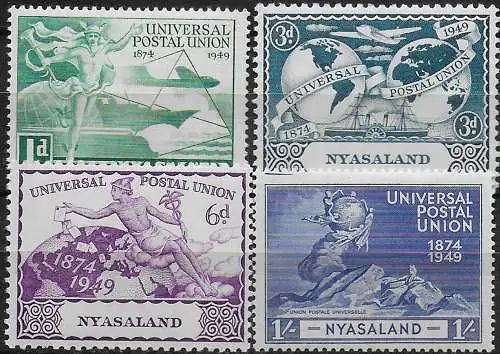 1949 Nyasaland UPU 75th Anniversary 4v. MNH SG n. 163/66