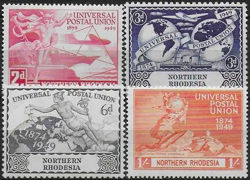 1949 Northern Rhodesia UPU 75th Anniversary 4v. MNH SG n. 50/53