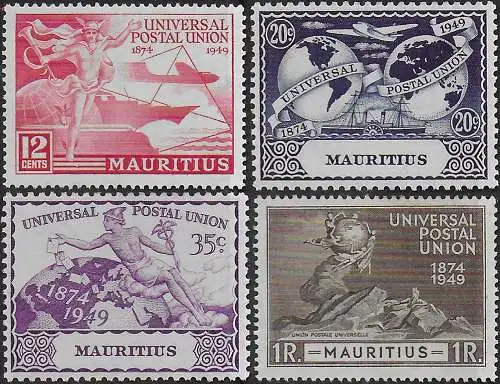 1949 Mauritius UPU 75th Anniversary 4v. MNH SG n. 272/75